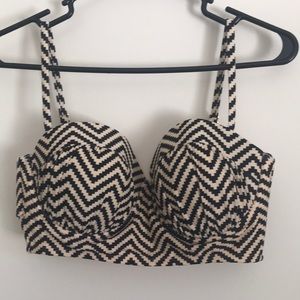 Black and cream swim top